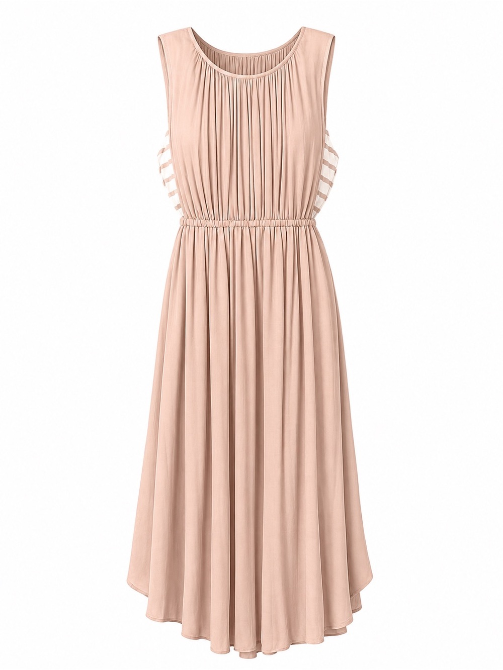 Dolan Left Coast Collection Beige Pleated Sleeveless Dress Neutral Petite XS